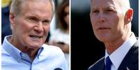 Senador Bill Nelson e governador Rick Scott  Foto: Kevin Kolczynski e Joshua Roberts / Reuters