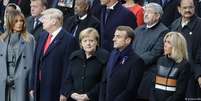 Melania Trump, Donald Trump, Angela Merkel e Emmanuel Macron, com sua mulher, Brigitte  Foto: DW / Deutsche Welle