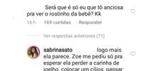 Sabrina Sato responde fã sobre gravidez  Foto: Reprodução, Instagram / PurePeople