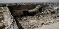 O santuário de Nabi Yunus, na cidade iraquiana de Mossul, foi reduzido a escombros pelo Estado Islâmico  Foto: BBC News Brasil
