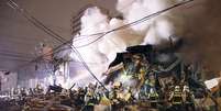 Um bar explodiu em Sapporo, no Japão, neste domingo (16)  Foto: Kyodo / Reuters