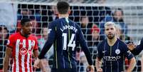 Sergio Agüero comemora gol do Manchester City contra o Southampton  Foto: Eddie Keogh / Reuters