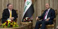 Secretário de Estado dos EUA, Mike Pompeo, e presidente do Iraque, Barham Saleh, em Bagdá 09/01/2019  Andrew Caballero-Reynolds/Pool via REUTERS  Foto: Reuters