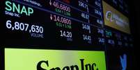 Logotipo da Snap na Bolsa de Valores de Nova York. 5/12/2017.  REUTERS/Lucas Jackson  Foto: Reuters