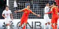 Yu Dabao comemora gol da China contra Filipinas (11/01/2019)  Foto: Suhaib Salem / Reuters