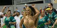  A rainha de bateria Viviane Araújo durante ensaio técnico da escola de samba Mancha Verde no Sambódromo do Anhembi.  Foto: HRODRICK OLIVEIRA/AGIF / Estadão Conteúdo