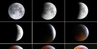 Os estágios do eclipse lunar   Foto: Kai Pfaffenbach / Reuters