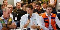 O ministro do Meio Ambiente, Ricardo Salles, fala em entrevista coletiva após rompimento de barragem em Brumadinho (MG)  Foto: Isac Nóbrega/Presidência da República / Estadão