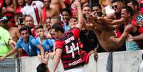 Rhodolfo, do Flamengo, comemora após marcar gol na partida contra o Bangu, válida pela 1ª rodada da Taça Guanabara  Foto: ANDRé MELO ANDRADE/AM PRESS & IMAGES / Estadão Conteúdo