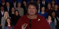 Política democrata Stacey Abrams discursa em nome do partido em resposta a discurso do Estado da União do presidente dos EUA, Donald Trump
05/02/2019
REUTERS/Reuters TV  Foto: Reuters