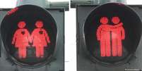 Semáforos com casais do mesmo sexo já foram instalados em Frankfurt  Foto: DW / Deutsche Welle