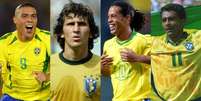 Ronaldo, Zico, Ronaldinho Gaúcho e Romário foram mais avaliados pela torcida brasileira do que Neymar  Foto: Lance!