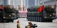M&iacute;sseis da Coreia do Norte durante parada militar em Pyongyang
15/04/2017
REUTERS/Damir Sagolj  Foto: Reuters