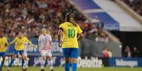 Marta em partida contra os Estados Unidos pela SheBelieves Cup  Foto: Laura Zago / CBF