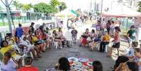 Roda de conversa que compôs manifestação do MST pelo Dia Internacional da Mulher em Florianópolis  Foto: Reprodução/MST / Estadão