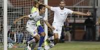 Aguilar comemora gol durante partida entre Santos e América-RN pela segunda fase da Copa do Brasil, no estádio do Pacaembu, na noite desta quinta-feira (07/03/2019)  Foto: ADRIANA SPACA/FRAMEPHOTO / Estadão