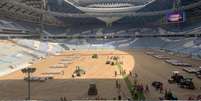 Qatar quebra recorde na instalação do gramado em estádio da Copa (Foto: Reprodução / Twitter)  Foto: Lance!