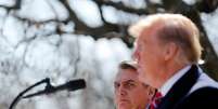 Presidentes Jair Bolsonaro e Donald Trump na Casa Branca, em Washington, Estados Unidos   Foto: Carlos Barria / Reuters