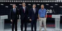 Candidatos da esq. à dir.: Pablo Casado (PP), Pedro Sánchez (PSOE), Albert Rivera (Cidadãos) e Pablo Iglesias (Podemos)  Foto: DW / Deutsche Welle