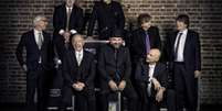 Banda King Crimson em sua atual formação, com oito integrantes.  Foto: Divulgação