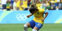 Marta comemora gol pela Seleção Brasileira  Foto: Leonhard Foeger / Reuters