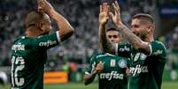 Comemoração do gol de Zé Rafael, do Palmeiras, na partida contra o Sampaio Corrêa, válida pelas oitavas de final da Copa do Brasil, no Allianz Parque, na zona oeste de São Paulo, nesta quinta-feira (30).  Foto: MARIVALDO OLIVEIRA/CÓDIGO19 / Estadão Conteúdo