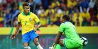 David Neres, do Brasil, marca gol durante amistoso contra Honduras, no Estádio Beira-Rio, em Porto Alegre (RS), na tarde deste domingo, 9 de junho de 2019.  Foto: PEDRO H. TESCH/AGIF / Estadão