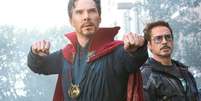 Benedict Cumberbatch e Robert Downey Jr são Doutor Estranho e Homem de Ferro  Foto: AdoroCinema / AdoroCinema