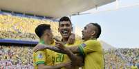 O jogador Roberto Firmino do Brasil comemora gol durante a partida entre Peru e Brasil, válida pela Copa América 2019, na Arena Corinthians, em São Paulo (SP), neste sábado (22).  Foto: Dhavid Normando / Futura Press