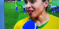 Marta dá entrevista após o jogo contra a França  Foto: Reprodução/ SporTV