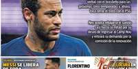 Capa do jornal Sport anuncia acordo entre Neymar e o Barcelona. Falta acordo com o PSG  Foto: Reprodução / Estadão