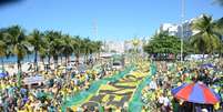 Manifestantes em ato pró Moro e Bolsonaro em Copacabana, Rio de Janeiro  Foto: Luiz Gomez/ Foto Arena/ Estadão Conteúdo / Estadão Conteúdo