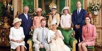 Família real britânica, no batizado de Archie, filho de Meghan Markle e Harry, duquesa e duque de Sussex.  Foto: Instagram/@kensingtonroyal / Estadão Conteúdo
