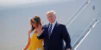 Presidente dos Estados Unidos, Donald Trump, e primeira-dama, Melania, chegam a Biarritz para cúpula do G70 França, 24/08/2019. REUTERS/Carlos Barria   Foto: Reuters