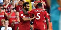 Salah marcou duas vezes para o Liverpool (Foto: AFP)  Foto: LANCE!