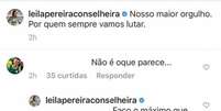 Leila Pereira respondeu torcedores em sua página no Instagram (Foto: Reprodução)  Foto: LANCE!