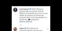Luana Piovani critica escolha de m&uacute;sica de Ludmilla por Rihanna  Foto: Reprodu&ccedil;&atilde;o, Instagram / PurePeople