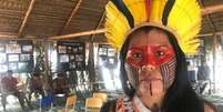 Para O-é Kayapó, líder na Associação Floresta Protegida (AFP), no Pará, indígena levada por Bolsonaro à ONU 'só tem o apoio da própria família' entre comunidades do Xingu  Foto: BBC News Brasil