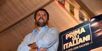 Matteo Salvini durante um com&iacute;cio em G&ecirc;nova, na It&aacute;lia  Foto: ANSA / Ansa - Brasil