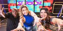 Érico Brás, Fernanda Gentil e Fabiana Karla, apresentadores do 'Se Joga', novo programa da Globo que estreia em 30 de setembro  Foto: Victor Pollak / Globo / Divulgação / Estadão