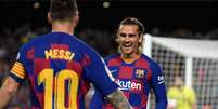 Messi, Griezmann e Suárez fazem trio de ataque do Barcelona na temporada (Foto: LLUIS GENE/AFP)  Foto: Lance!