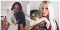 Kim Kardashian e Kesha com seus pets.  Foto: Instagram/kimkardashian/iiswhoiis / Estadão