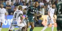 Felipe Melo, do Palmeiras, em partida contra o Santos  Foto: GUILHERME DIONíZIO / Estadão Conteúdo