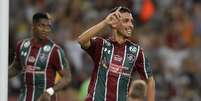 O jogador Daniel do Fluminense comemora gol durante a partida entre Fluminense e Bahia, válido pela 25° rodada do Campeonato Brasileiro da Série A, no Estádio do Maracanã, no Rio de Janeiro, RJ, neste sábado, 12.  Foto: Dhavid Normando / Futura Press