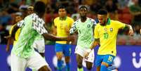 Lance da partida entre Brasil e Nigéria deste domingo, 13, em Cingapura  Foto: Feline Lim / Reuters