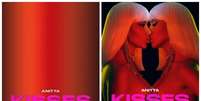 O álbum 'Kisses', da cantora Anitta, teve a capa modificada no serviço de streaming.  Foto: Reprodução/Melovaz e Reprodução/Instagram/@anitta / Estadão