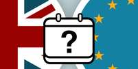 Brexit promo image shows UK and EU flags with ? in the middle  Foto: BBC News Brasil