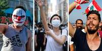 Protestos no Chile, em Hong Kong e no Líbano  Foto: AFP/Getty/Reuters / BBC News Brasil