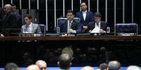 Davi Alcolumbre coordenou a sessão no plenário do Senado para votação dos destaques ao texto da Previdência.  Foto: Pedro França/Agência Senado / Estadão Conteúdo