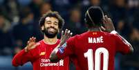 Salah comemora gol com Mané.  Foto: Francois Lenoir / Reuters